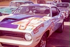 Custom painted AAR Cuda drag car.