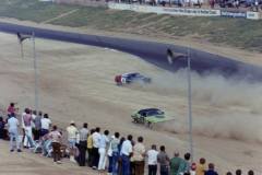 Sam and Mark spinning out in the dirt.